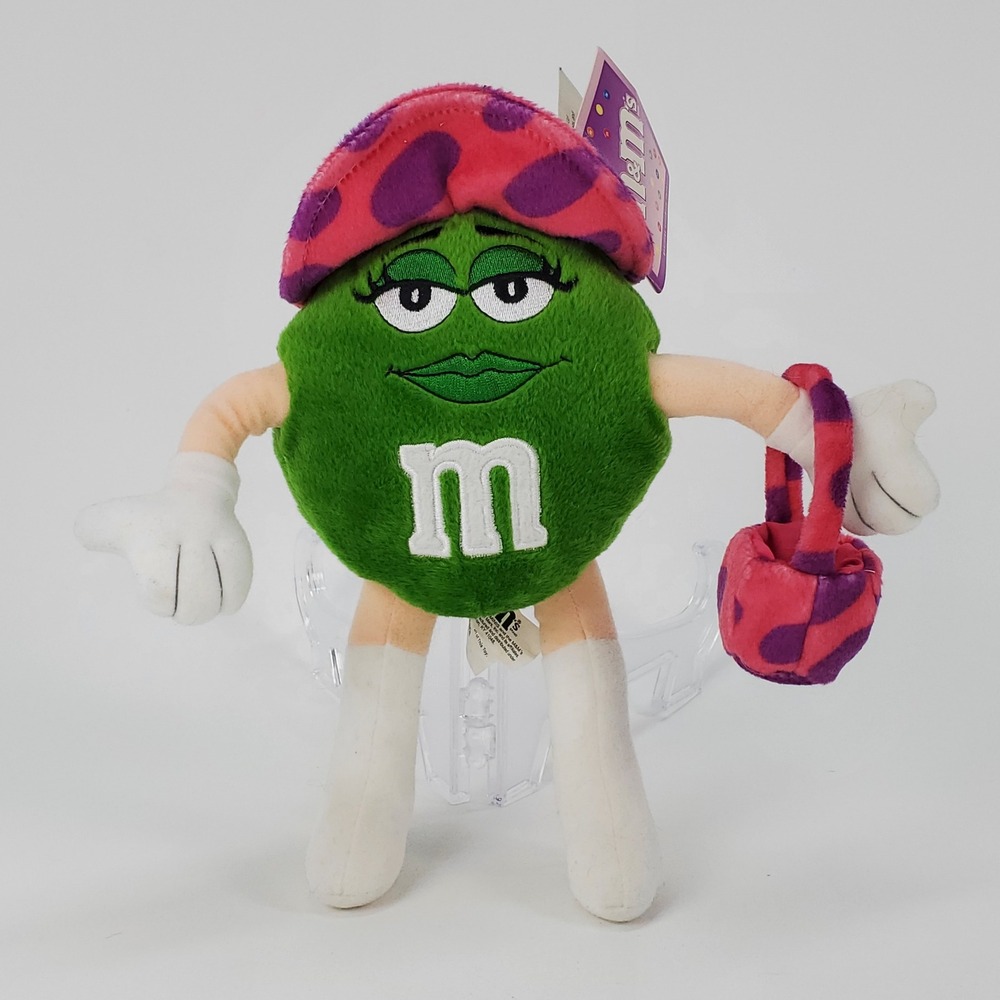 M&M's Green Character Plush 2003 Galerie Pink Bucket Hat Handbag Go-Go Boots 9"